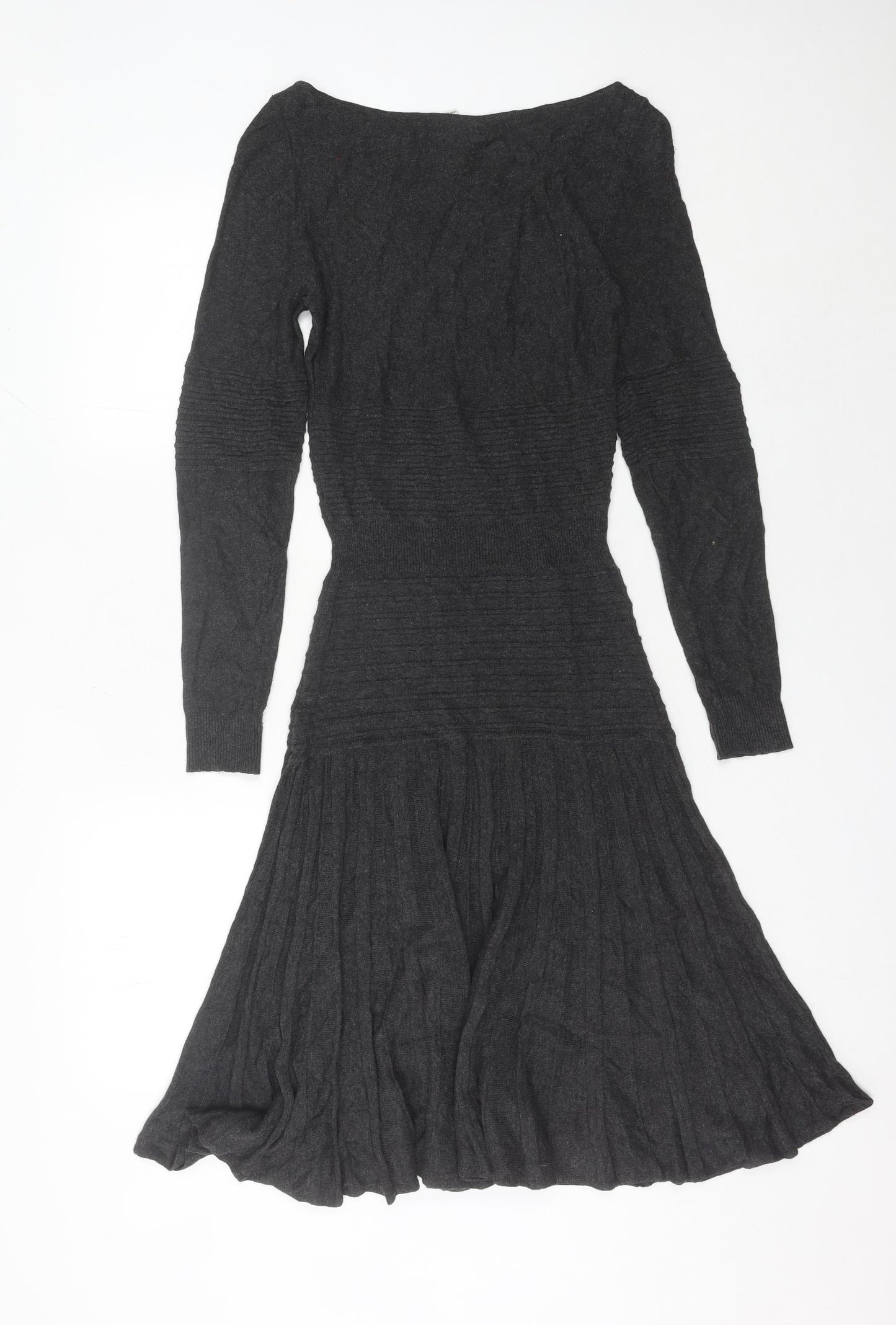 MSSP Women’s Grey Knit Fit & Flare Dress Size S Autumn Winter