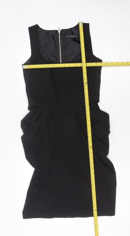 Dorothy Perkins Women’s Black Sheath Dress Size 10 Knee Length Ruched Zip