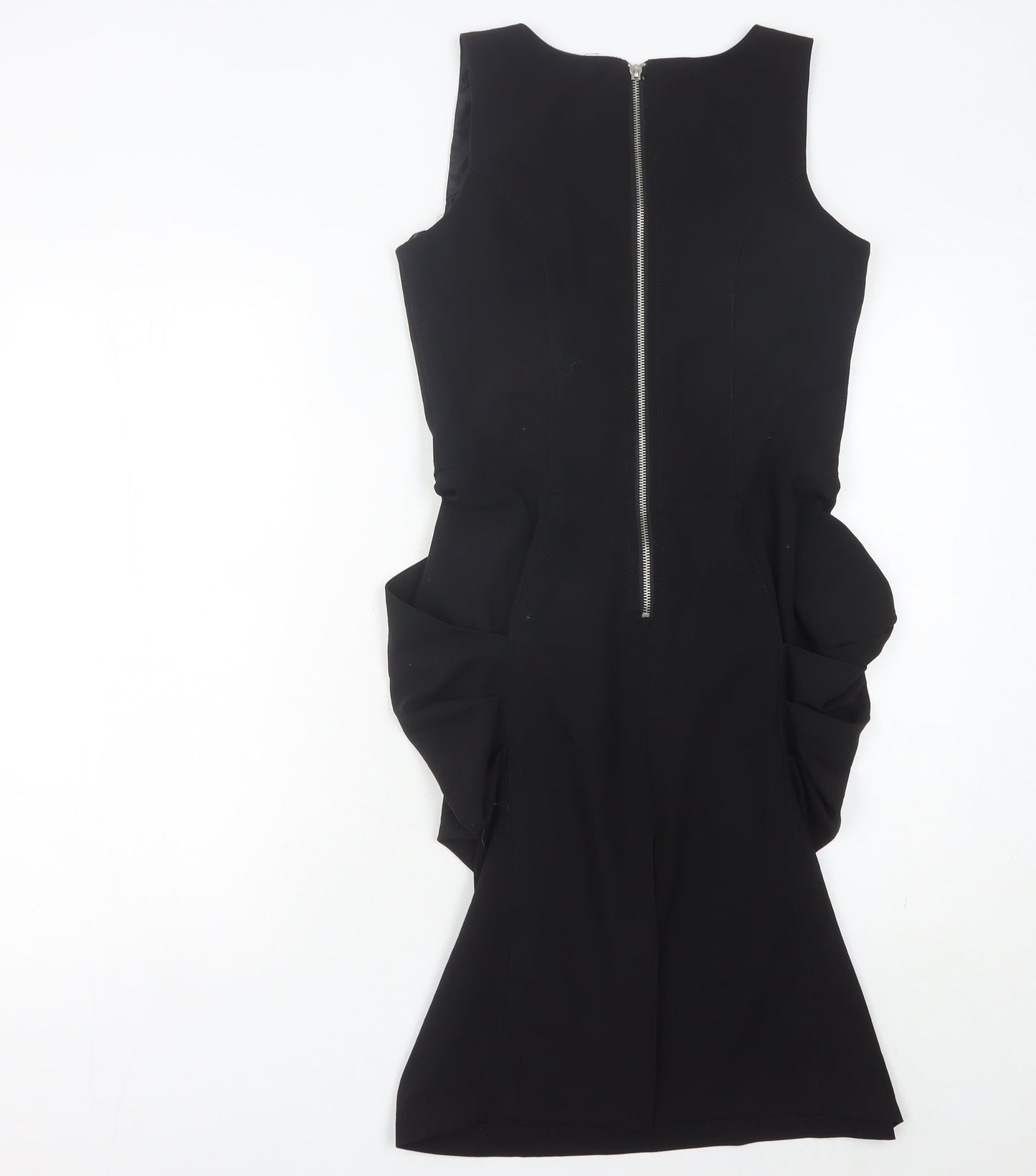 Dorothy Perkins Women’s Black Sheath Dress Size 10 Knee Length Ruched Zip