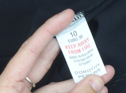 Dorothy Perkins Women’s Black Sheath Dress Size 10 Knee Length Ruched Zip