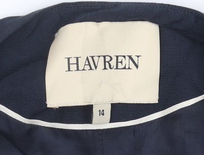 Havren Women's Blue Size 14 Short Blazer Jacket Shawl Lapel Workwear