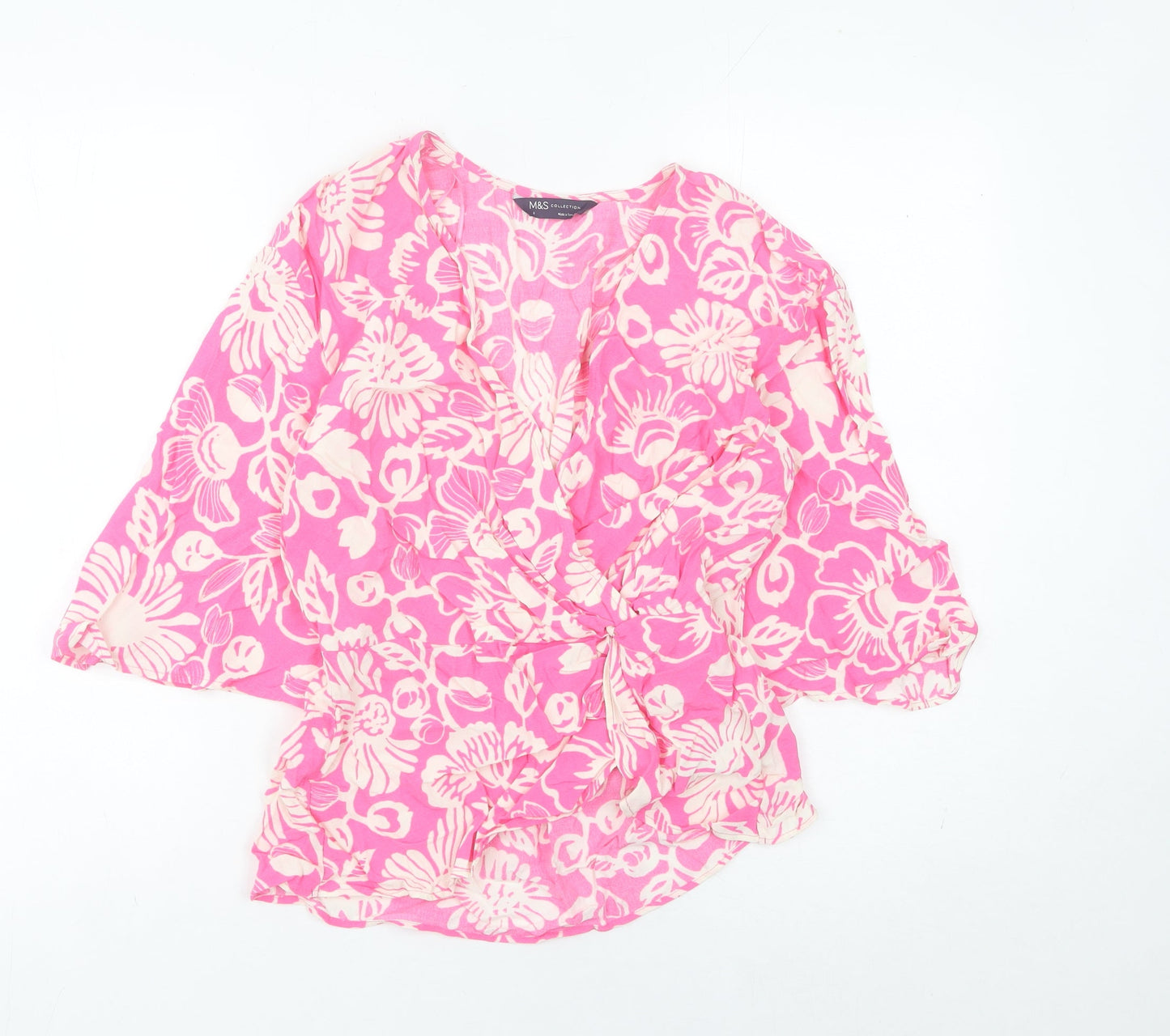 Womens UK Size 6 Marks and Spencer Pink Wrap Blouse