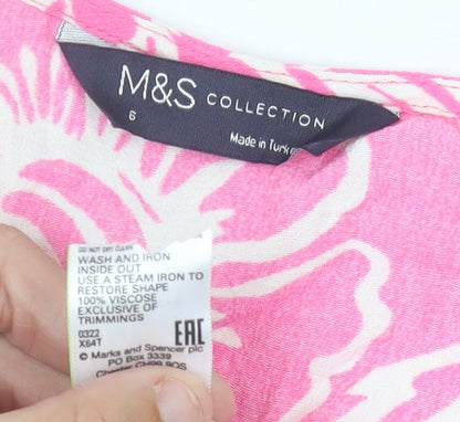 Womens UK Size 6 Marks and Spencer Pink Wrap Blouse
