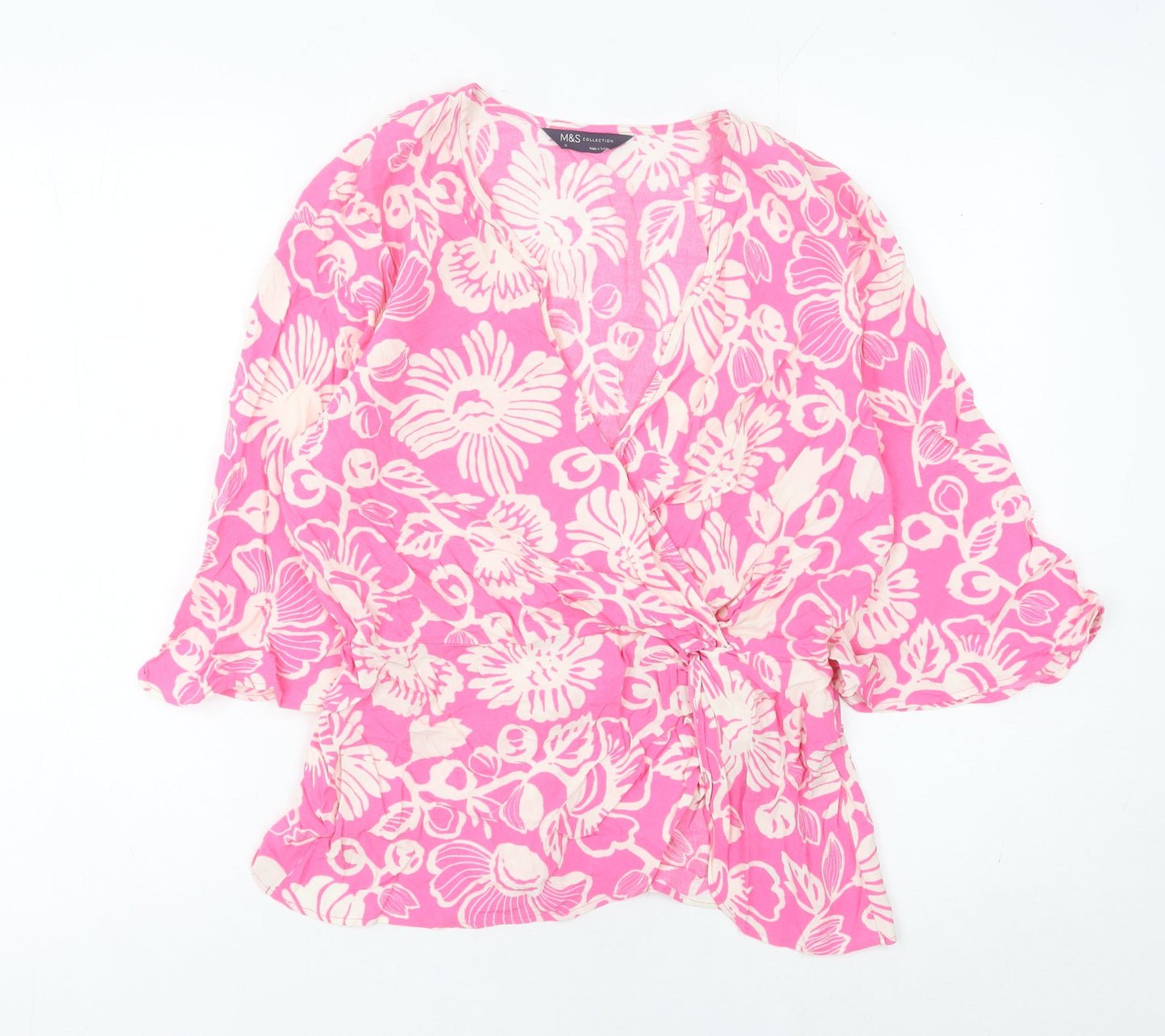 Womens UK Size 10 Marks and Spencer Pink Wrap Blouse