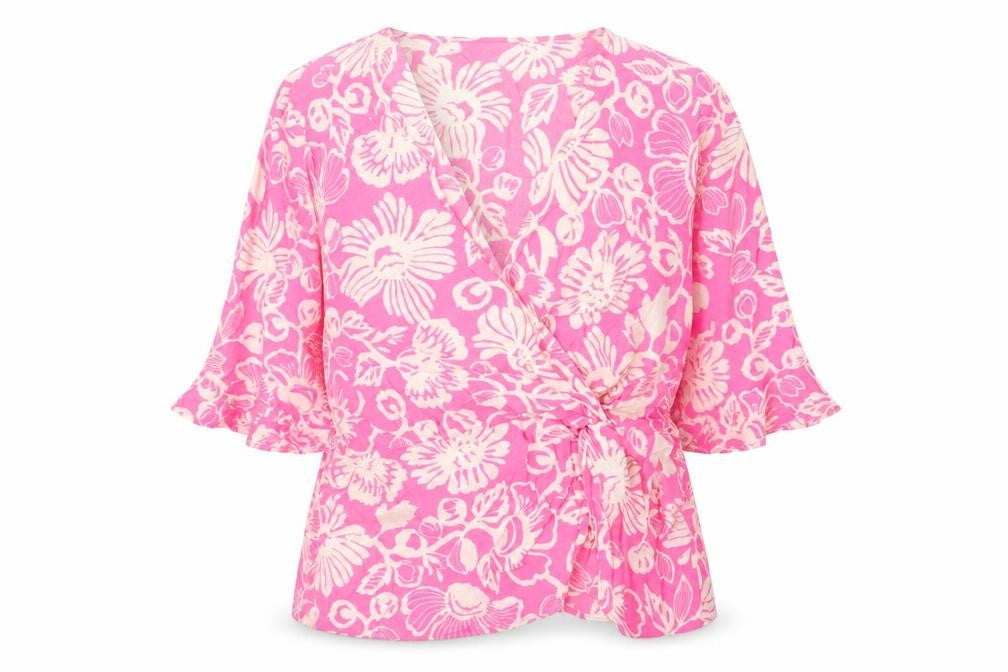 Womens UK Size 10 Marks and Spencer Pink Wrap Blouse
