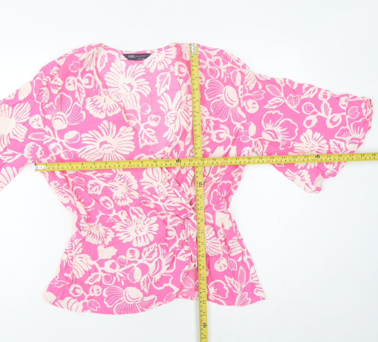 Womens UK Size 10 Marks and Spencer Pink Wrap Blouse