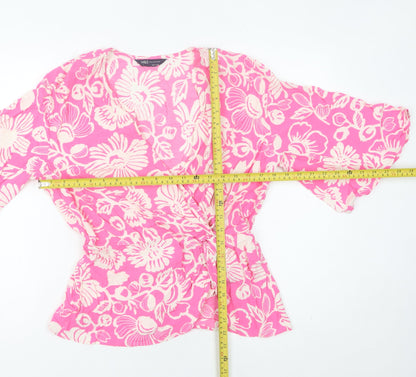 Womens UK Size 10 Marks and Spencer Pink Wrap Blouse