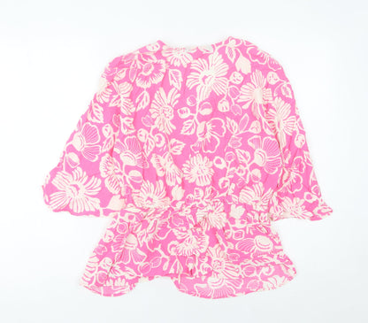 Womens UK Size 10 Marks and Spencer Pink Wrap Blouse