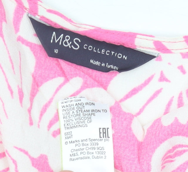 Womens UK Size 10 Marks and Spencer Pink Wrap Blouse