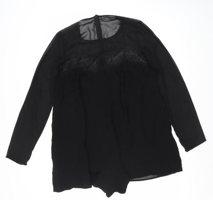 Zara Trafaluc Women’s Black Lace Backless Long Sleeve Playsuit Size 12