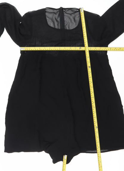 Zara Trafaluc Women’s Black Lace Backless Long Sleeve Playsuit Size 12