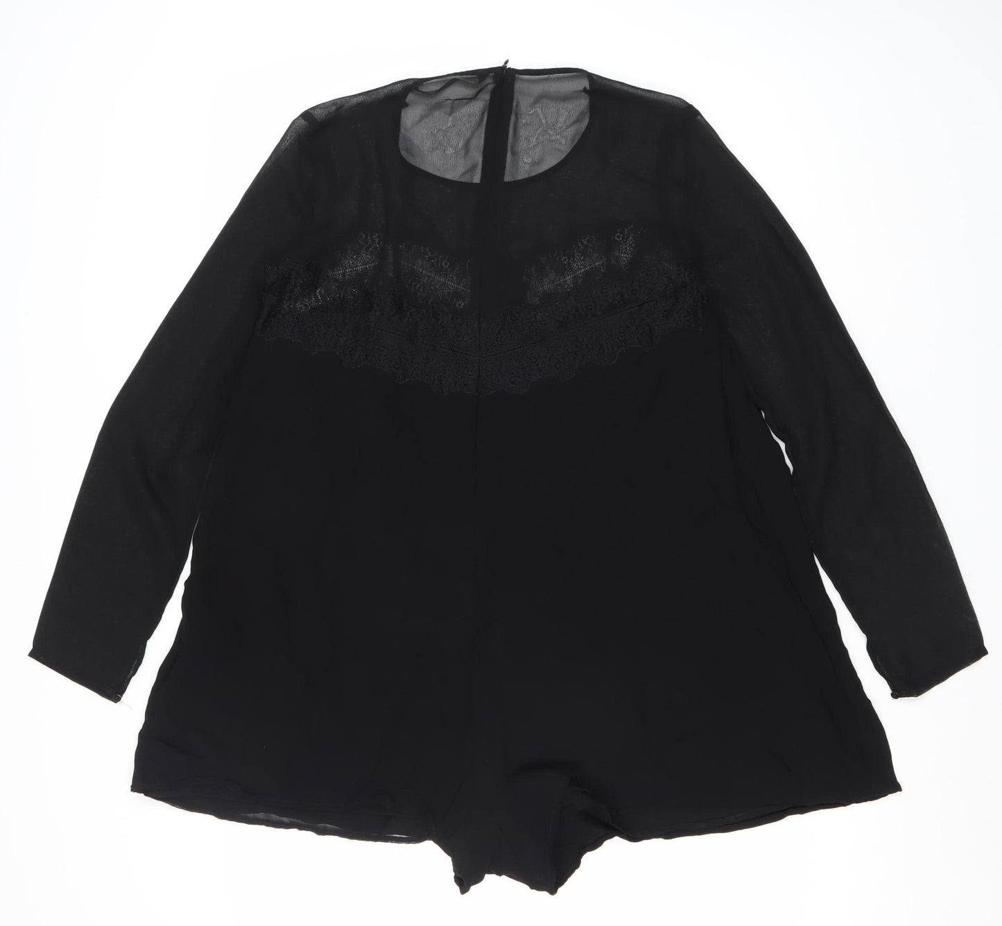 Zara Trafaluc Women’s Black Lace Backless Long Sleeve Playsuit Size 12