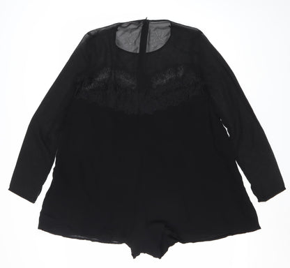Zara Trafaluc Women’s Black Lace Backless Long Sleeve Playsuit Size 12