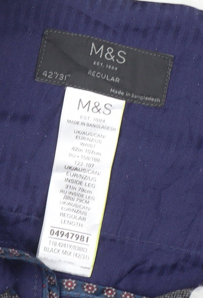 Marks and Spencer Men's Grey 42in Regular Fit Dress Trousers