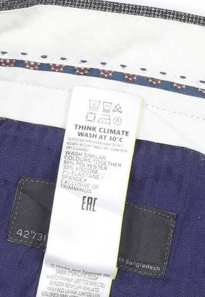 Marks and Spencer Men's Grey 42in Regular Fit Dress Trousers