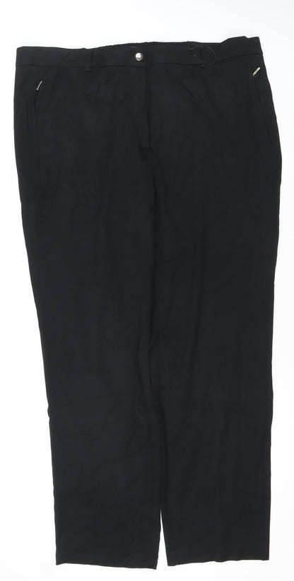 Marks and Spencer Men's Black 2XL Regular Fit Straight Trousers