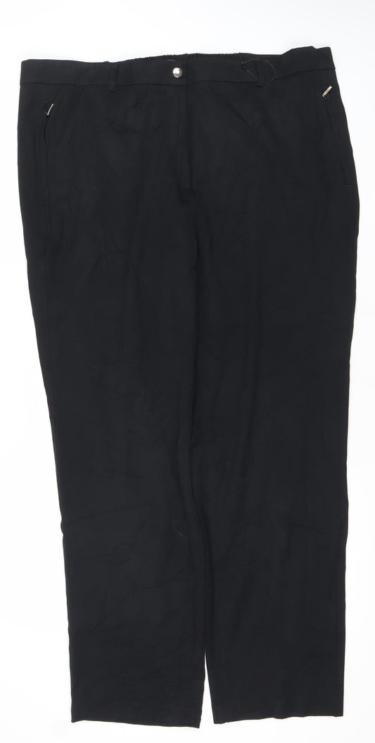Marks and Spencer Men's Black 2XL Regular Fit Straight Trousers