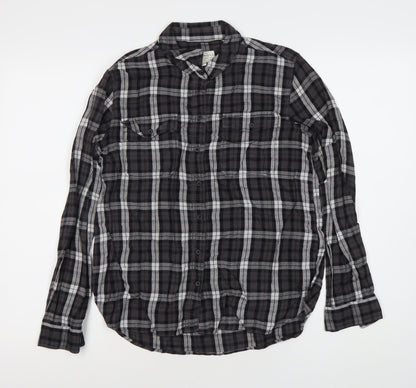 Jack Wills Womens Black Plaid Long Sleeve Button-Up Shirt UK 12