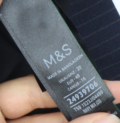 Marks and Spencer Women’s Blue Pinstripe Blazer Size 20 Regular Fit