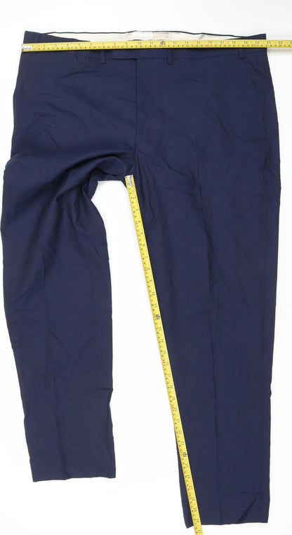 Mens UK Size 42 Marks and Spencer Classic Fit Dress Pants Blue Trousers