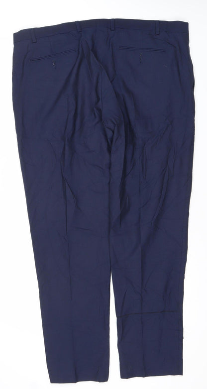Mens UK Size 42 Marks and Spencer Classic Fit Dress Pants Blue Trousers