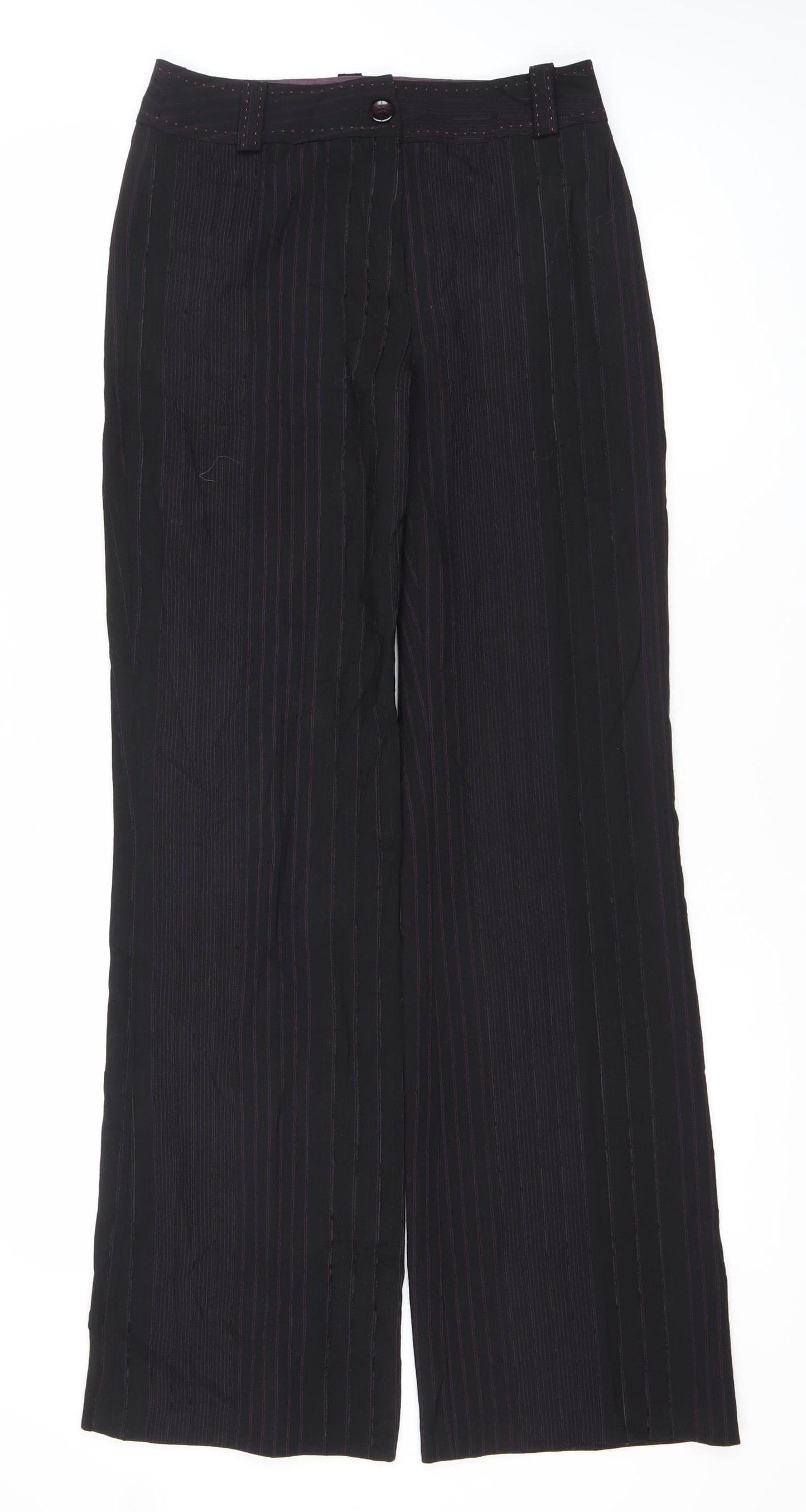 Laura Ashley Women's Black XS Wide-Leg Wool Blend Formal Trousers