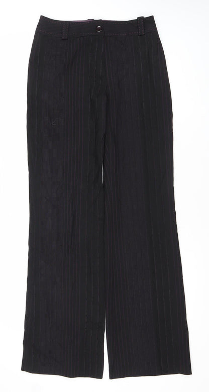 Laura Ashley Women's Black XS Wide-Leg Wool Blend Formal Trousers