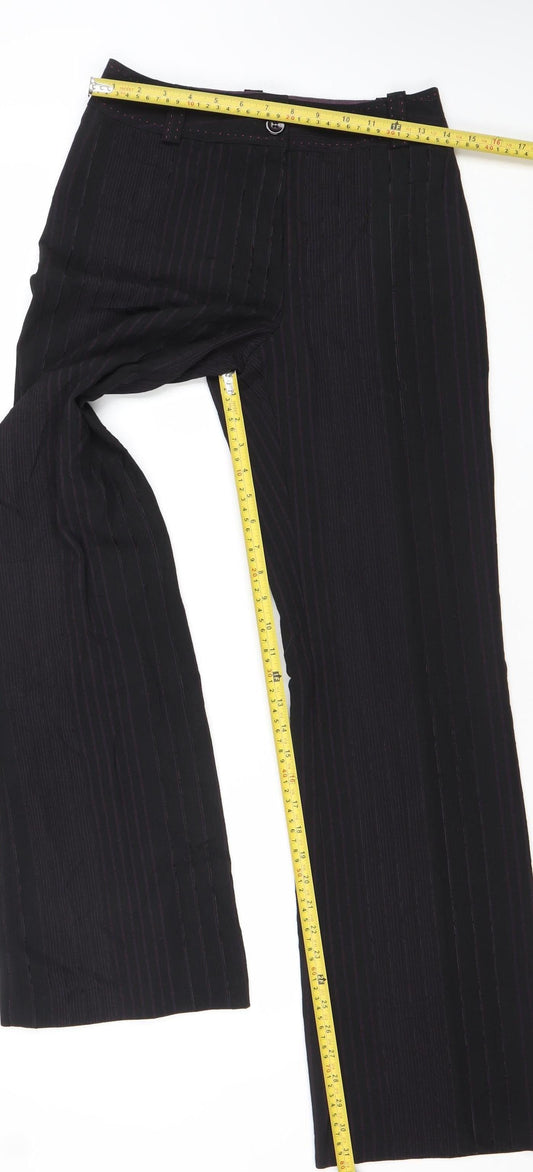 Laura Ashley Women's Black XS Wide-Leg Wool Blend Formal Trousers