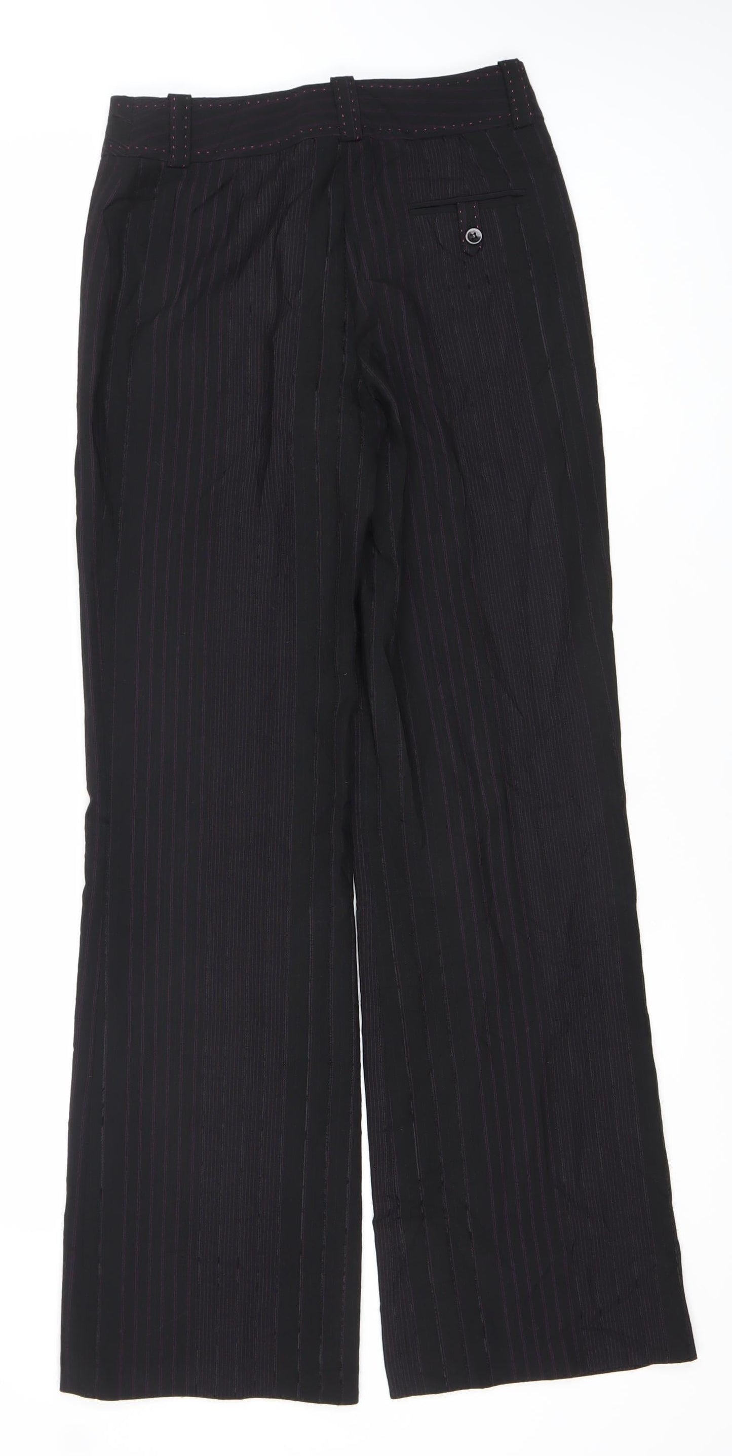 Laura Ashley Women's Black XS Wide-Leg Wool Blend Formal Trousers