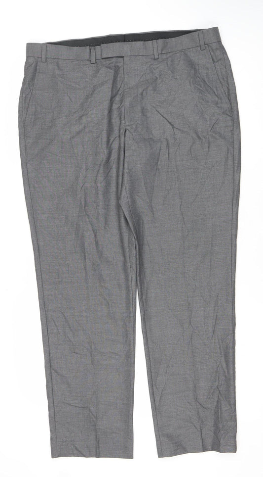 Marks and Spencer Men's Grey 38in Regular Fit Dress Trousers