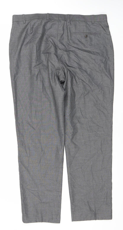 Marks and Spencer Men's Grey 38in Regular Fit Dress Trousers