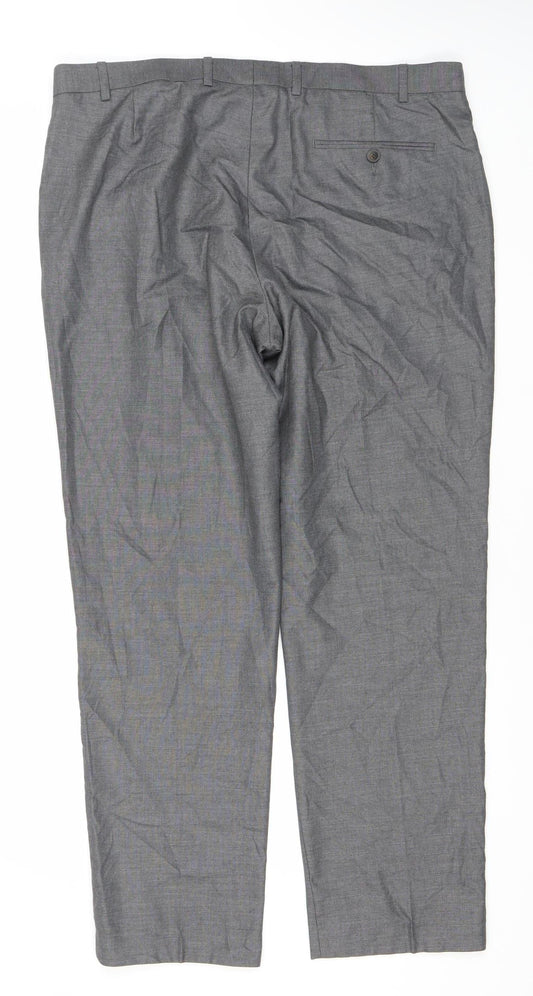 Marks and Spencer Men's Grey 38in Regular Fit Dress Trousers