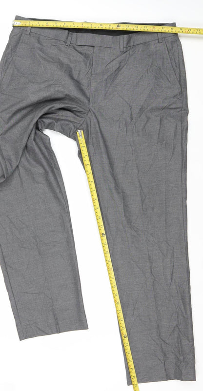 Marks and Spencer Men's Grey 38in Regular Fit Dress Trousers