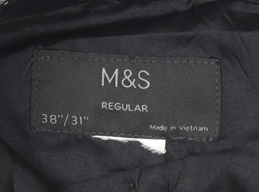 Marks and Spencer Men's Grey 38in Regular Fit Dress Trousers
