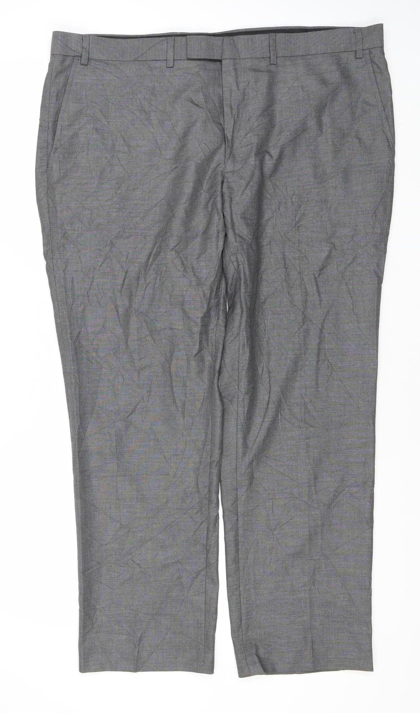Marks and Spencer Men's Grey Regular Fit 40W 29L Straight Leg Trousers
