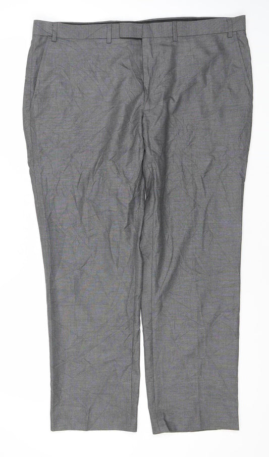 Marks and Spencer Men's Grey Regular Fit 40W 29L Straight Leg Trousers