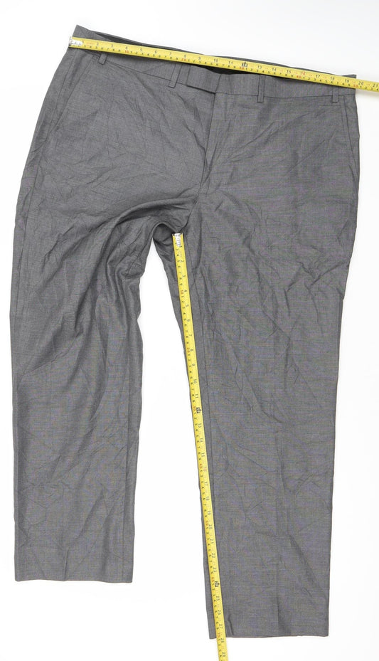 Marks and Spencer Men's Grey Regular Fit 40W 29L Straight Leg Trousers