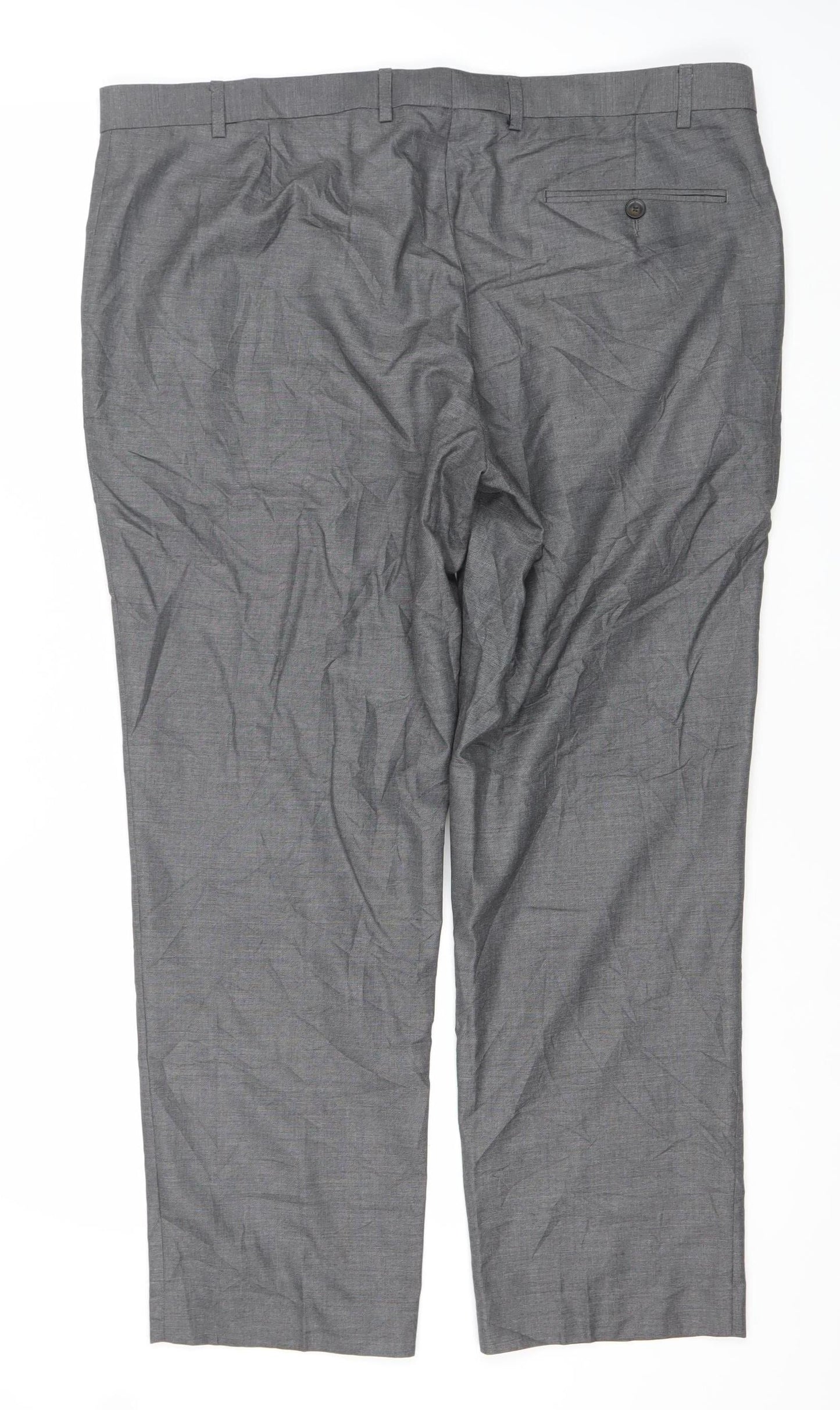 Marks and Spencer Men's Grey Regular Fit 40W 29L Straight Leg Trousers