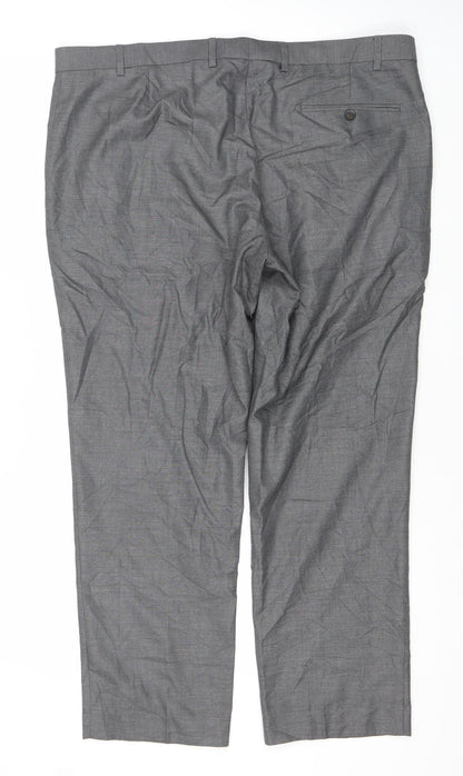 Marks and Spencer Men's Grey Regular Fit 40W 29L Straight Leg Trousers