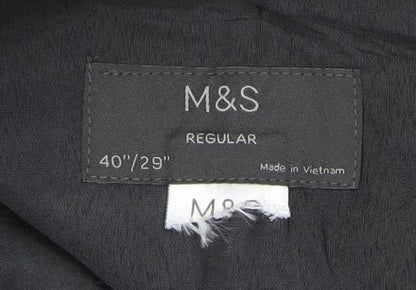 Marks and Spencer Men's Grey Regular Fit 40W 29L Straight Leg Trousers
