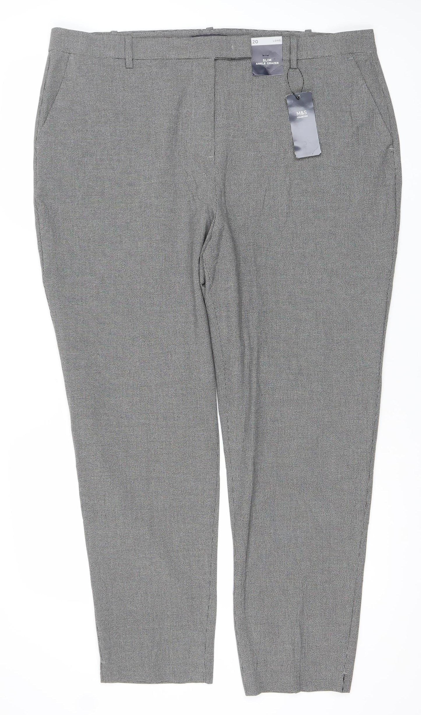 Womens UK Size 20 Marks and Spencer Regular Fit Dress Pants Grey Trousers