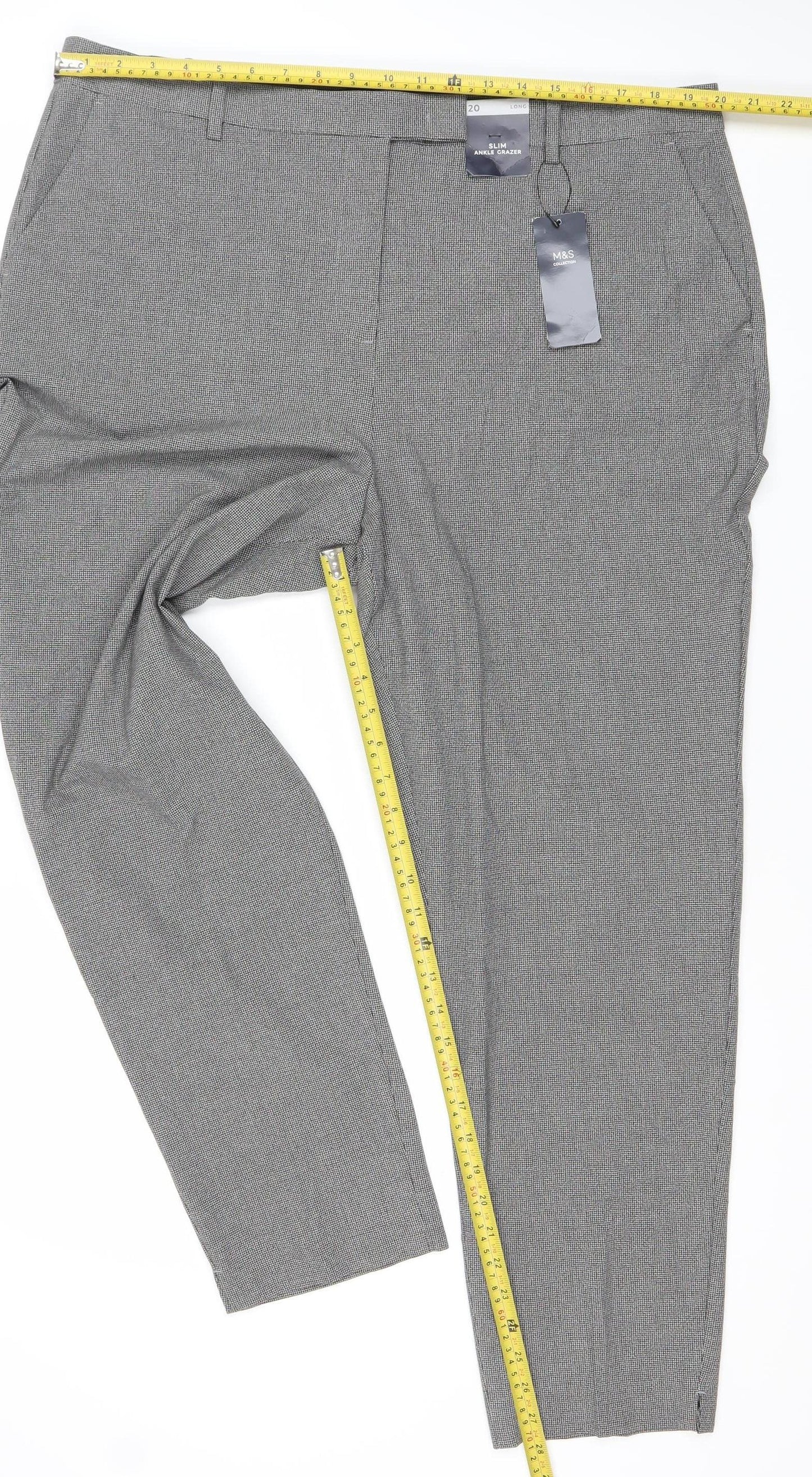 Womens UK Size 20 Marks and Spencer Regular Fit Dress Pants Grey Trousers