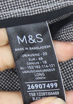 Womens UK Size 20 Marks and Spencer Regular Fit Dress Pants Grey Trousers