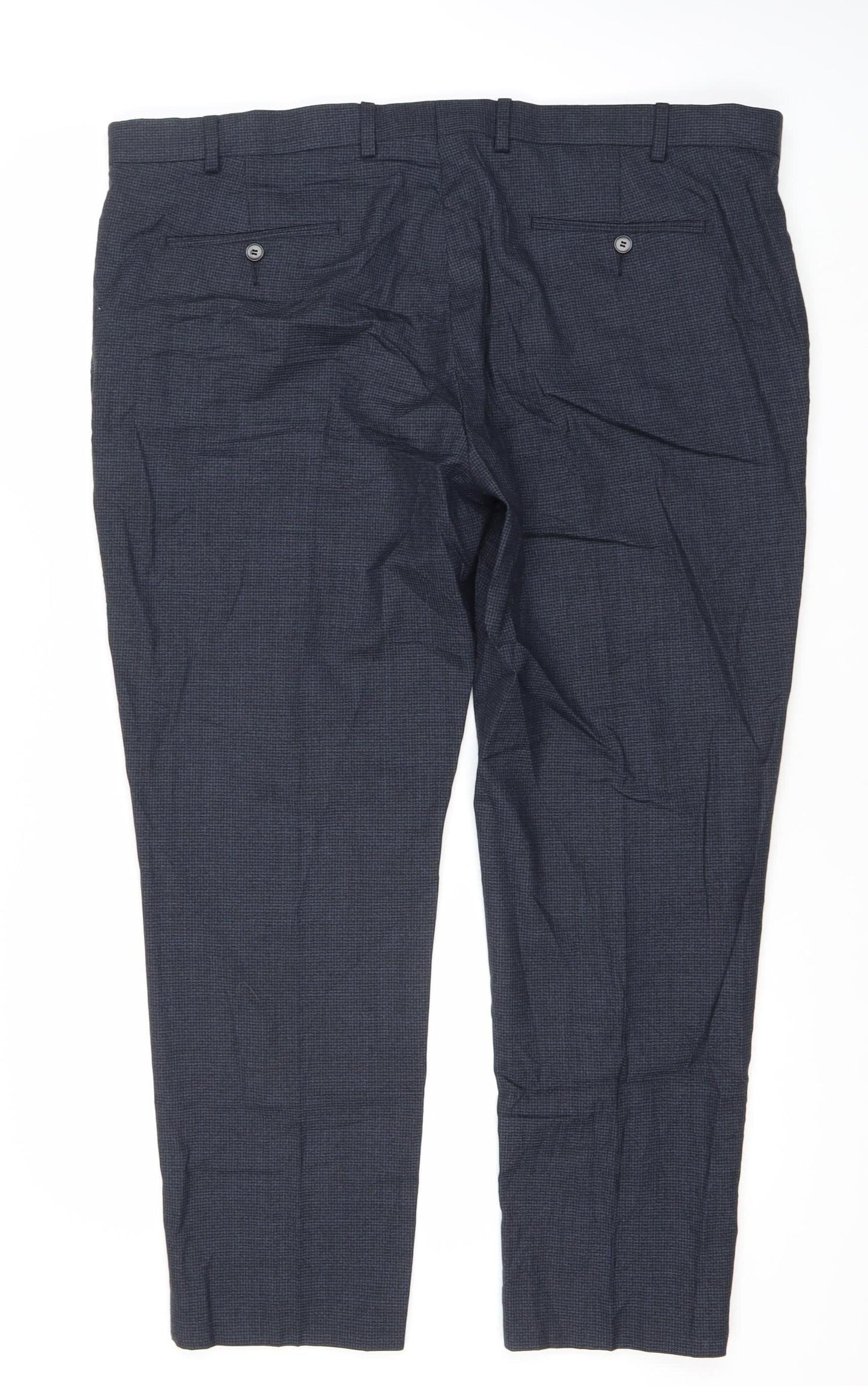 Marks and Spencer Men's Blue Check Wool Dress Pants 42W 29L Regular Fit