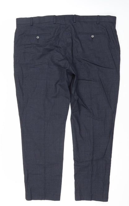 Marks and Spencer Men's Blue Check Wool Dress Pants 42W 29L Regular Fit