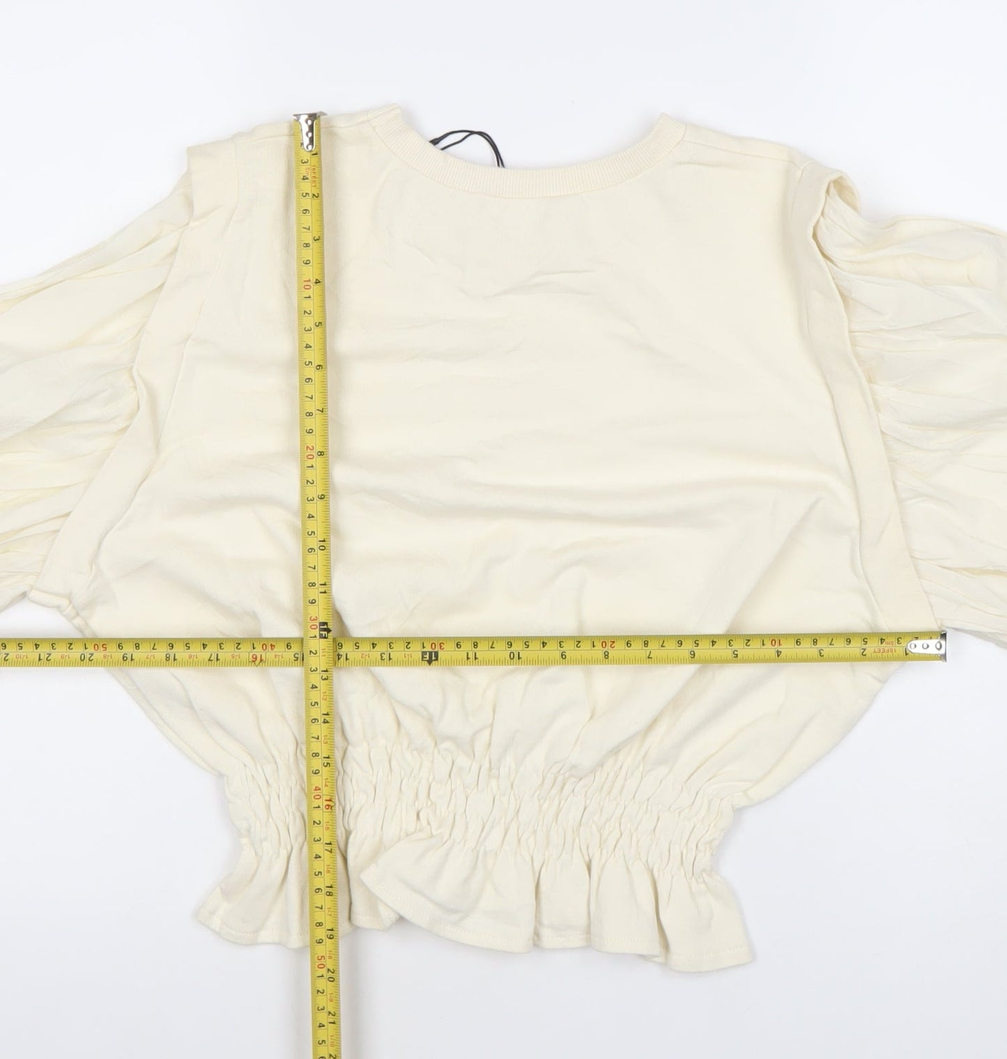 Womens UK Size 4 Zara Ivory Cropped Blouse