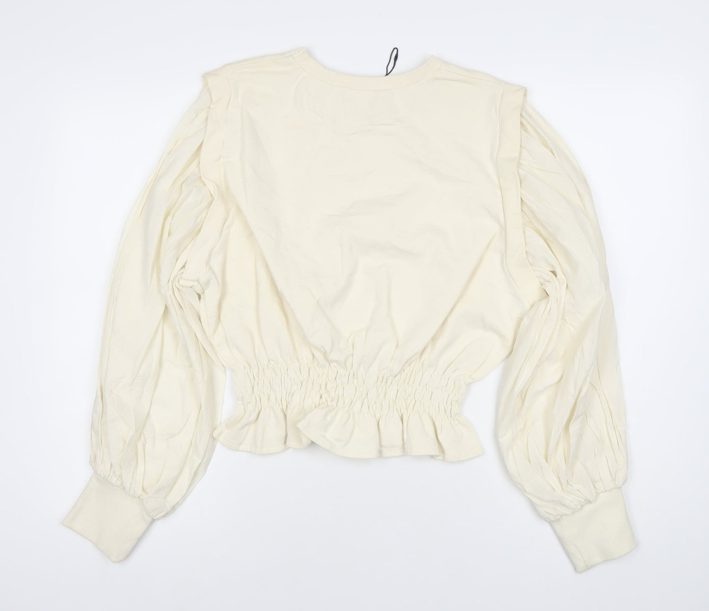 Womens UK Size 4 Zara Ivory Cropped Blouse