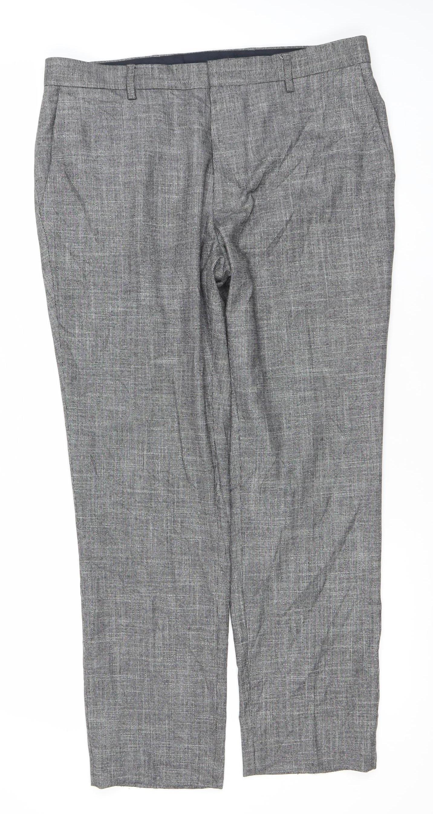 Marks and Spencer Men's Grey Slim Fit Dress Pants 34W 29L