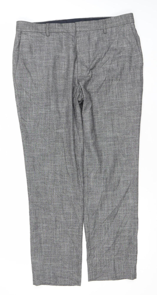 Marks and Spencer Men's Grey Slim Fit Dress Pants 34W 29L