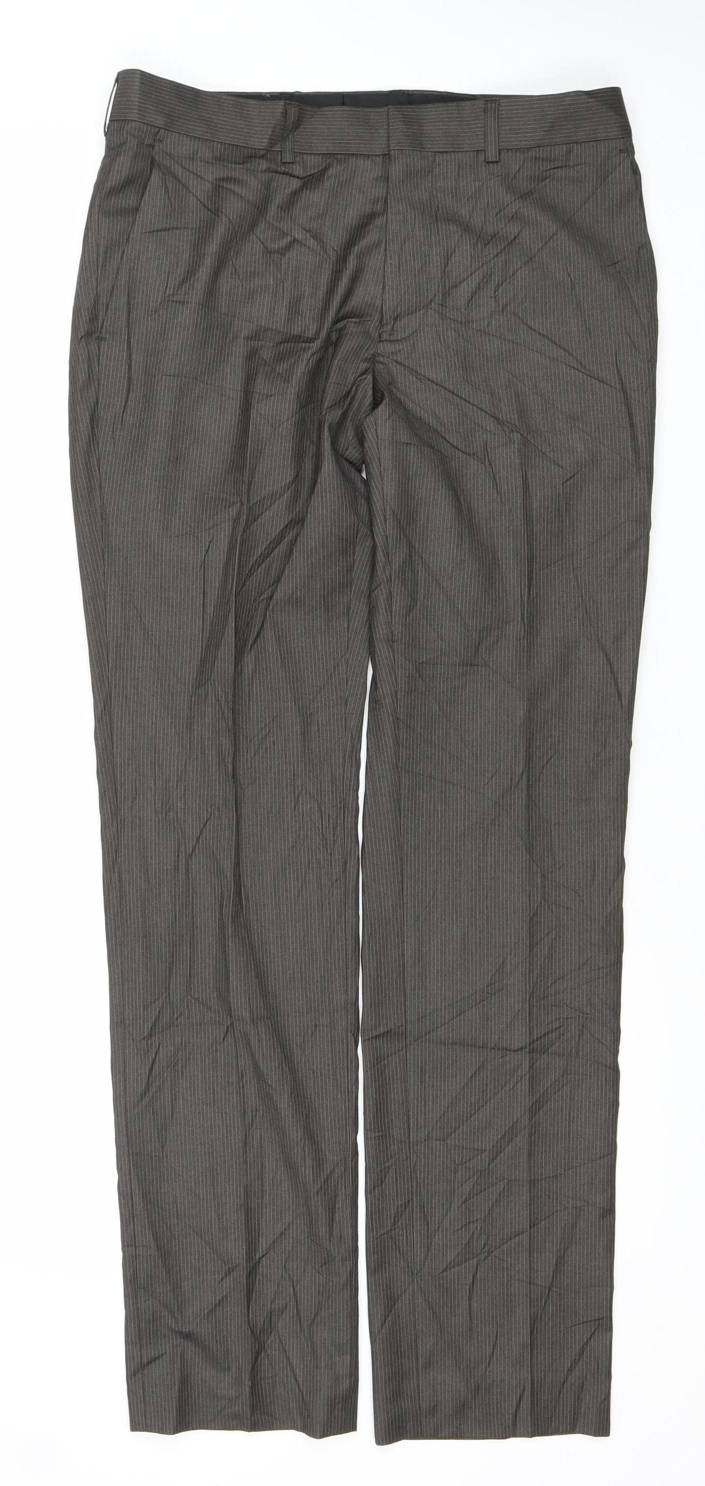 Topman Men's Brown Pinstripe Dress Trousers 32W L Business Formal